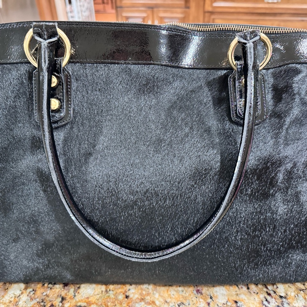 Black faux cowhide hair bag